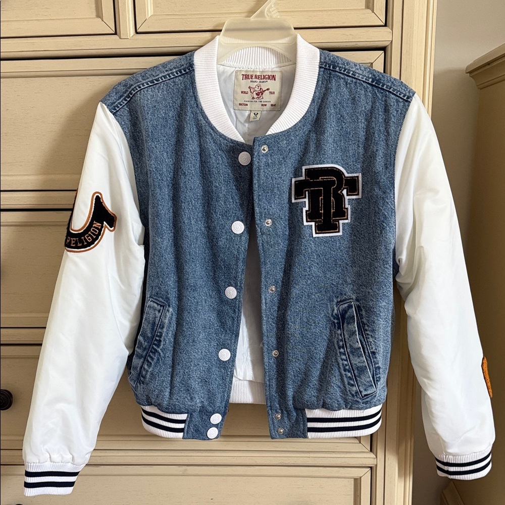 True Religion Women’s Denim Varsity Jacket